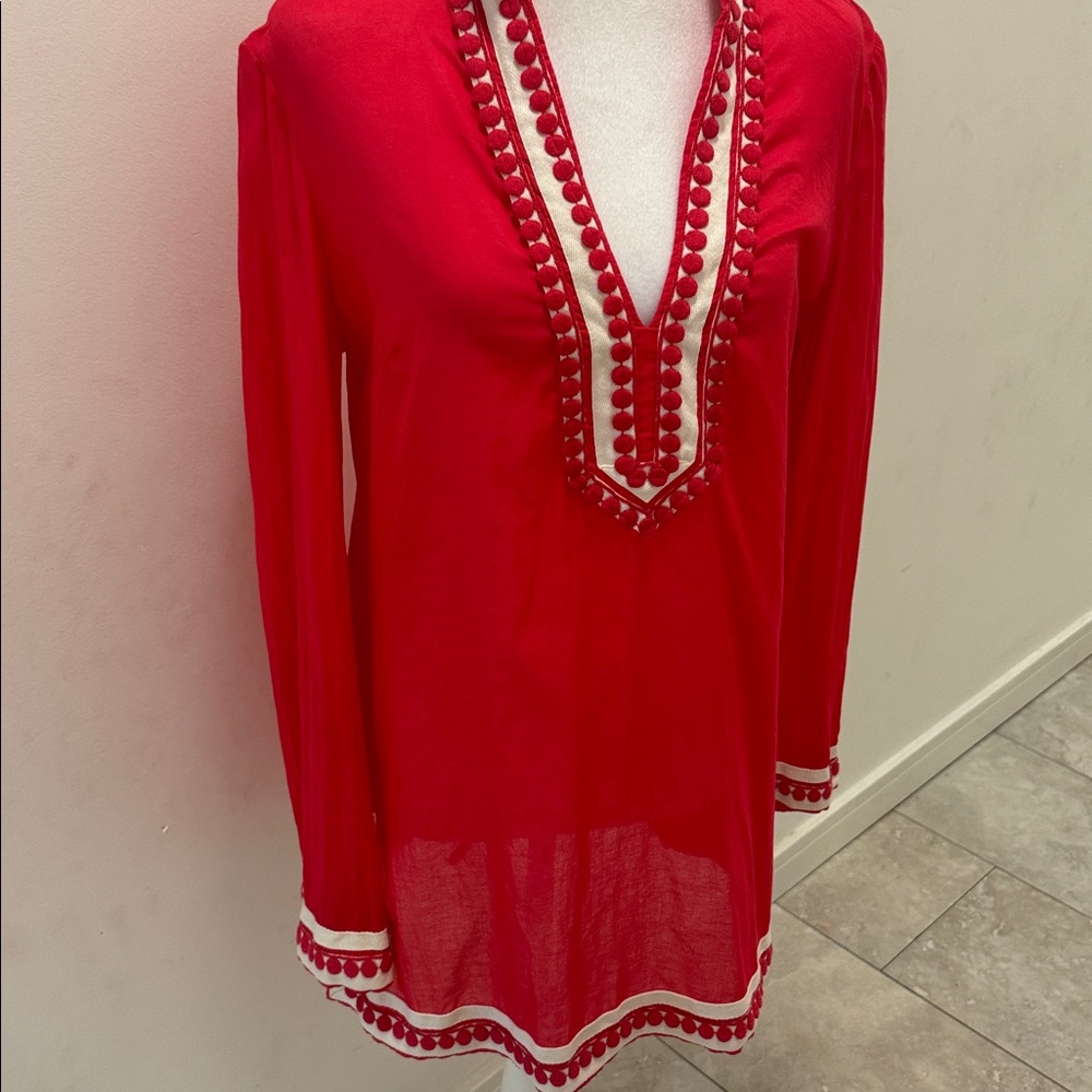 Tory Burch Red Tunic Coverup Top - Picture 7 of 10